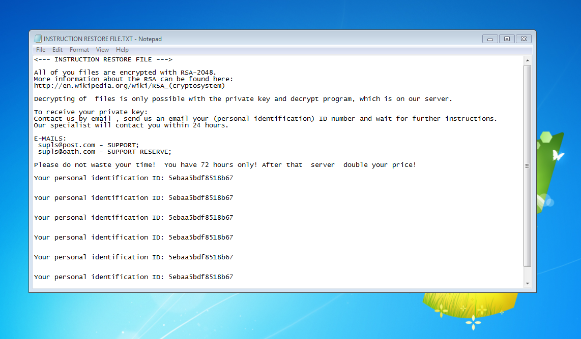 Ransomware note left after encryption done is by CryptoMix