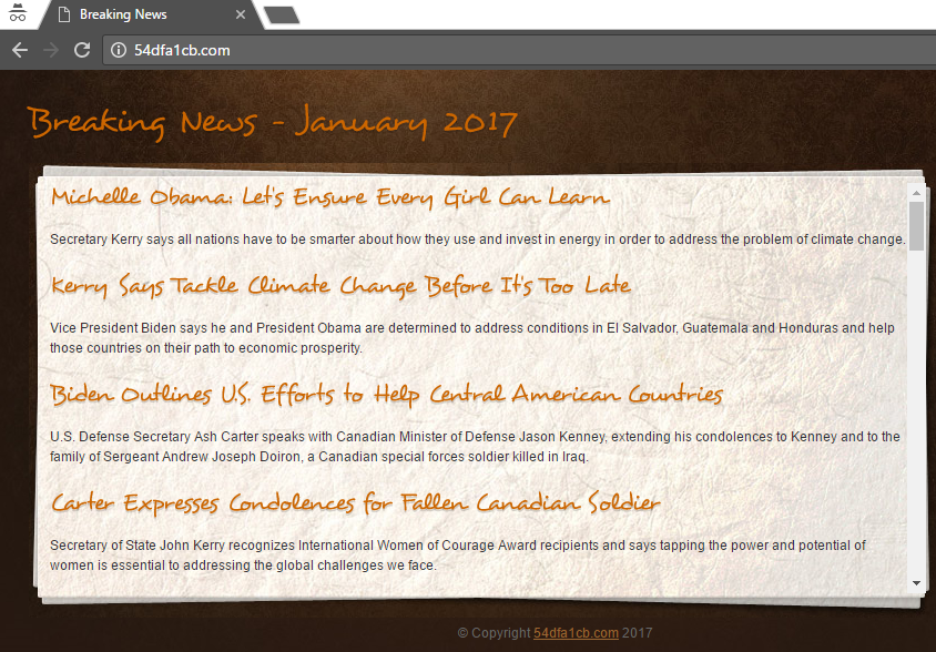 Fake breaking news website hosted on each 4 of the domains