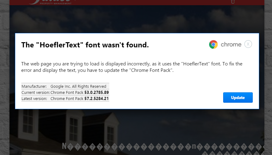 The 'HoeflerText font wasn't found' message