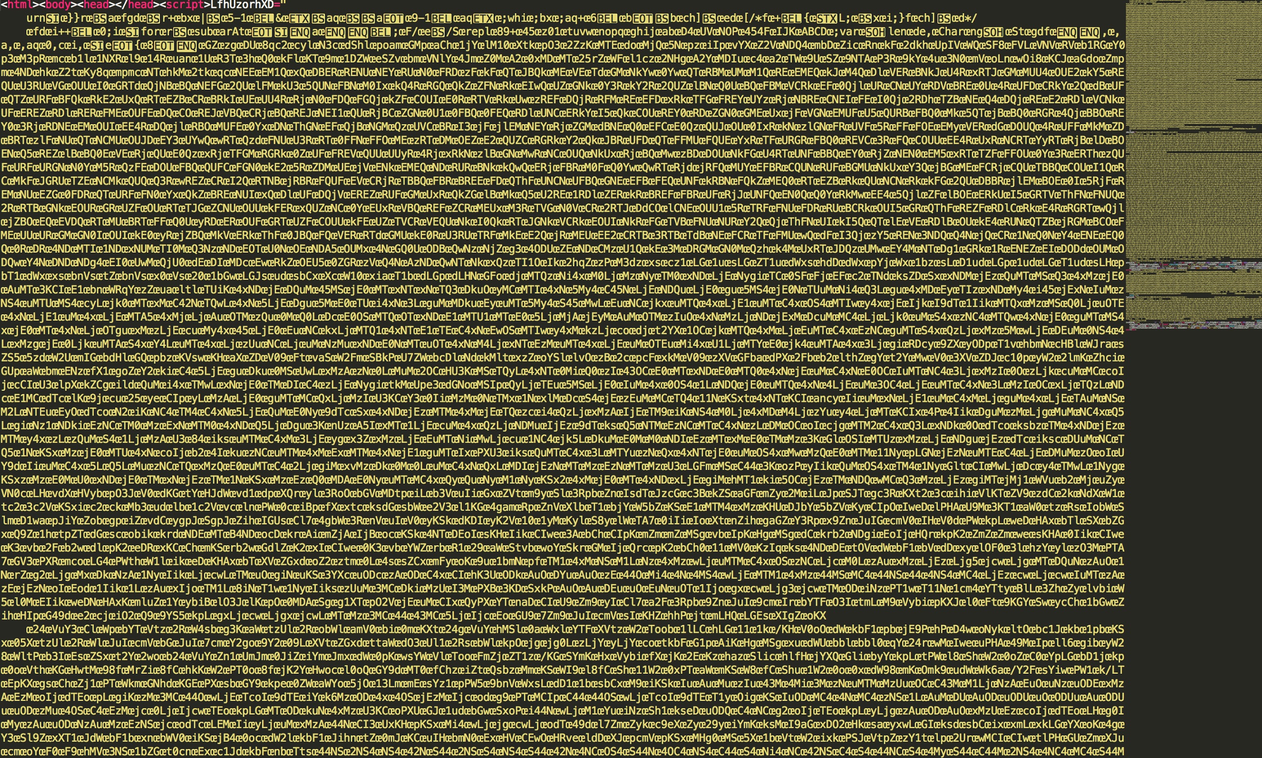 The obfuscated Javascript returned after form submission