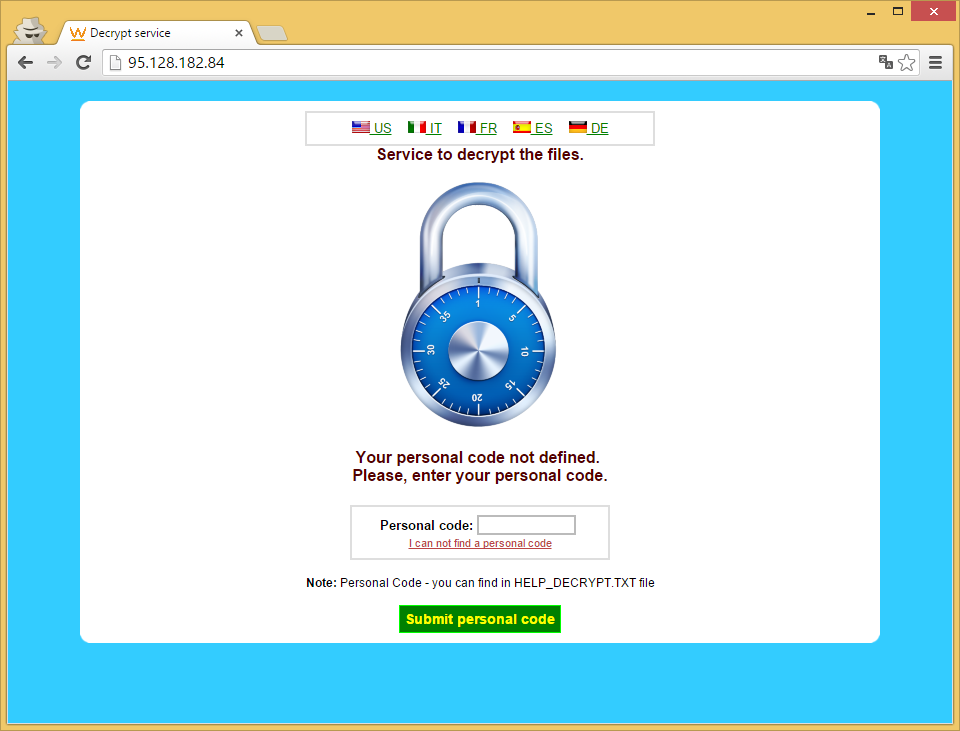 Accessing the ransom page directly